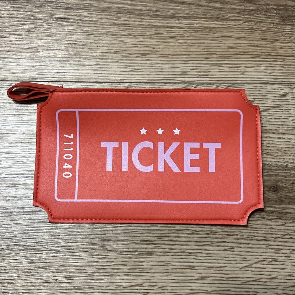 Ipsy Glam Bag April 2017 Side Show Vinyl Orange Ticket Makeup Bag (A29)